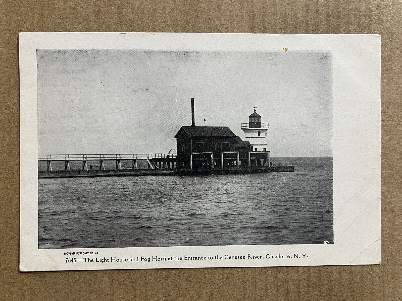 Postcard Charlotte NY New York Lighthouse and Fog Horn Vintage UDB PC