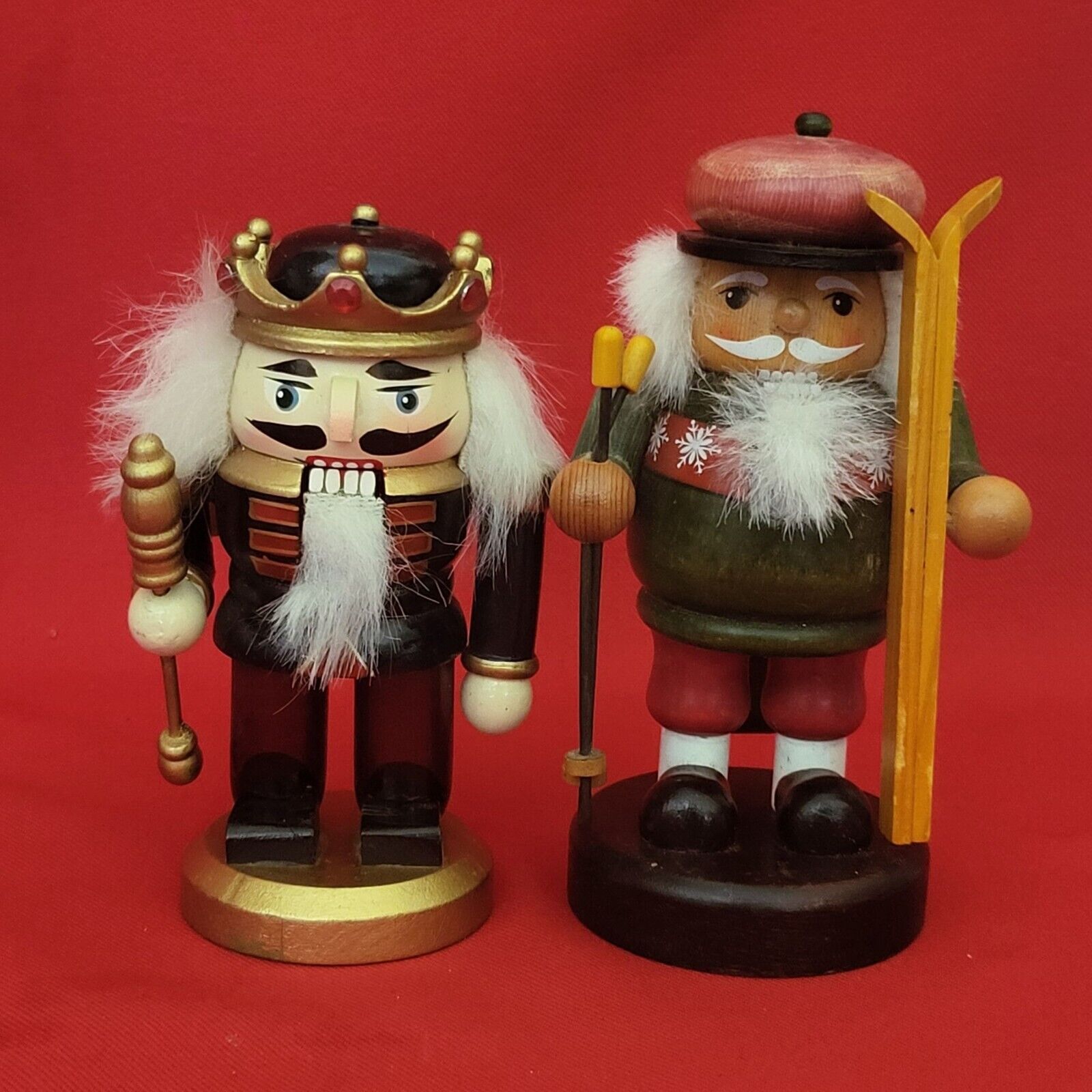 Nutcracker With Crown And Staff and Ski Loving Nutcracker Set of 2