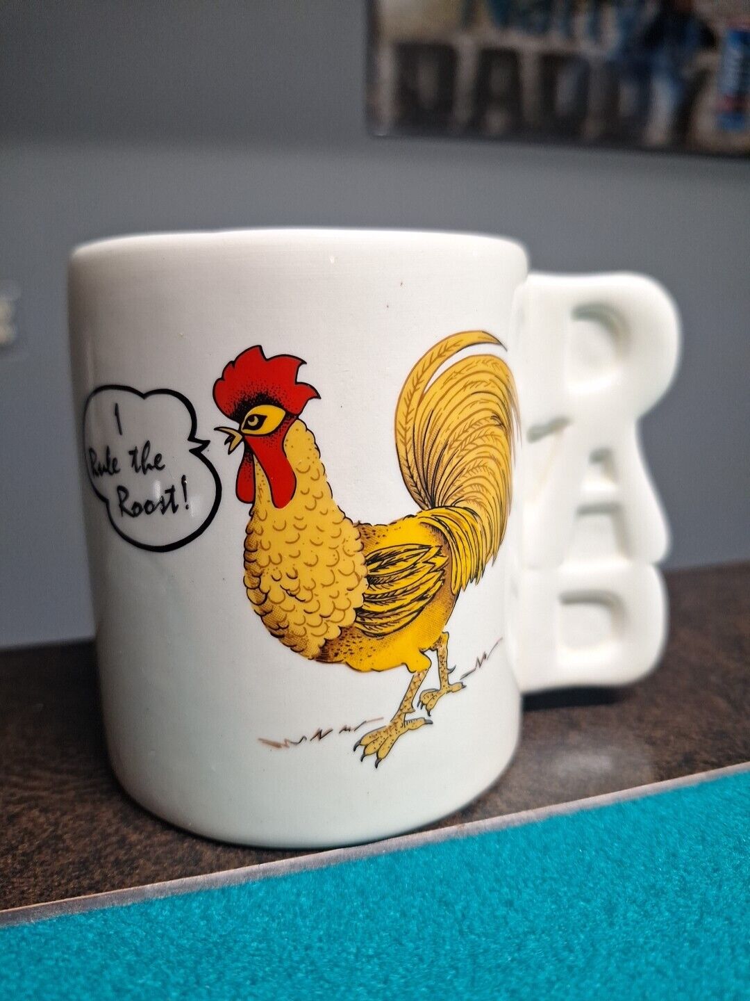 Vintage Dad Rooster Chicken Coffee Mug I Rule The Roost Farm Ranch Cup