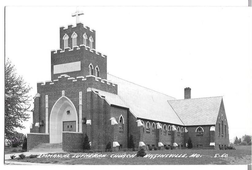 Higginsville, MO Missouri old RPPC Postcard, Immanuel Lutheran Church by Cook