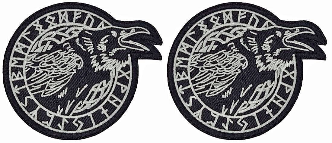 Odin\'s Ravens Viking Odin God Raven Embroidered Patch |2PC HOOK BACKING   3.5\