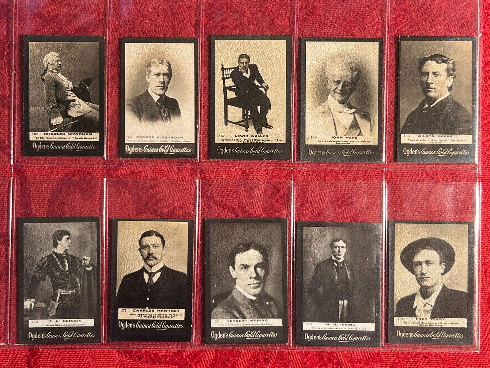 1901 OGDEN'S-ORIGINAL-10 CARD PART SET-ACTORS-#'s 165-174 IN ORDER-EXCELLENT-WOW