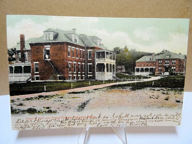 1910 Postcard Erskine Hall and Flagg Dummer Hallowell Maine 