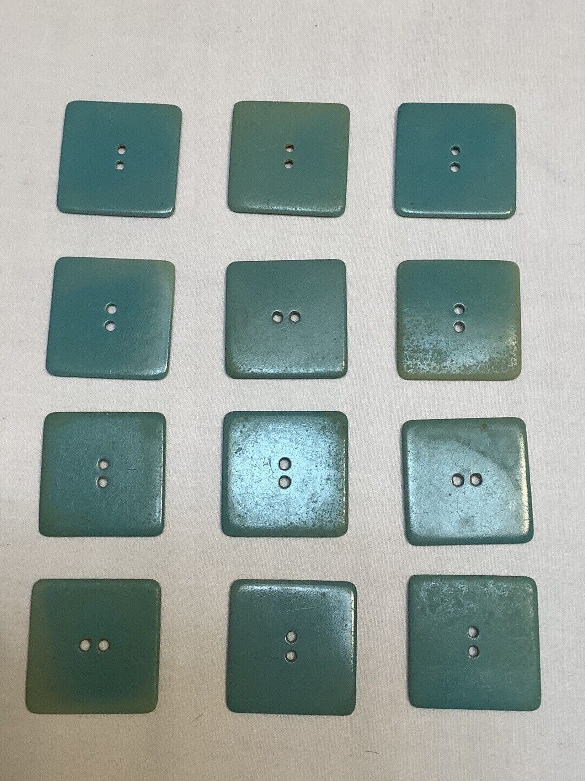 VTG 1930-40’ Plastic Buttons. Lot of 12 pcs Aqua Blue Plastic Vintage Buttons