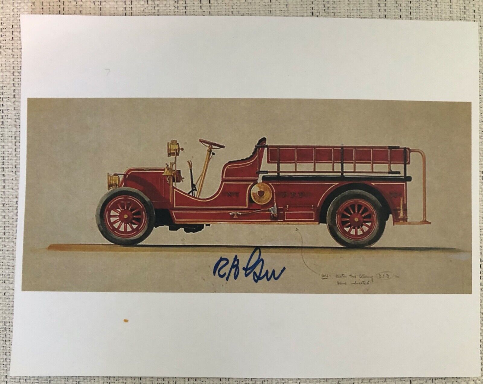 Disney Fire Truck Print, signed by designer & Legend Bob Gurr