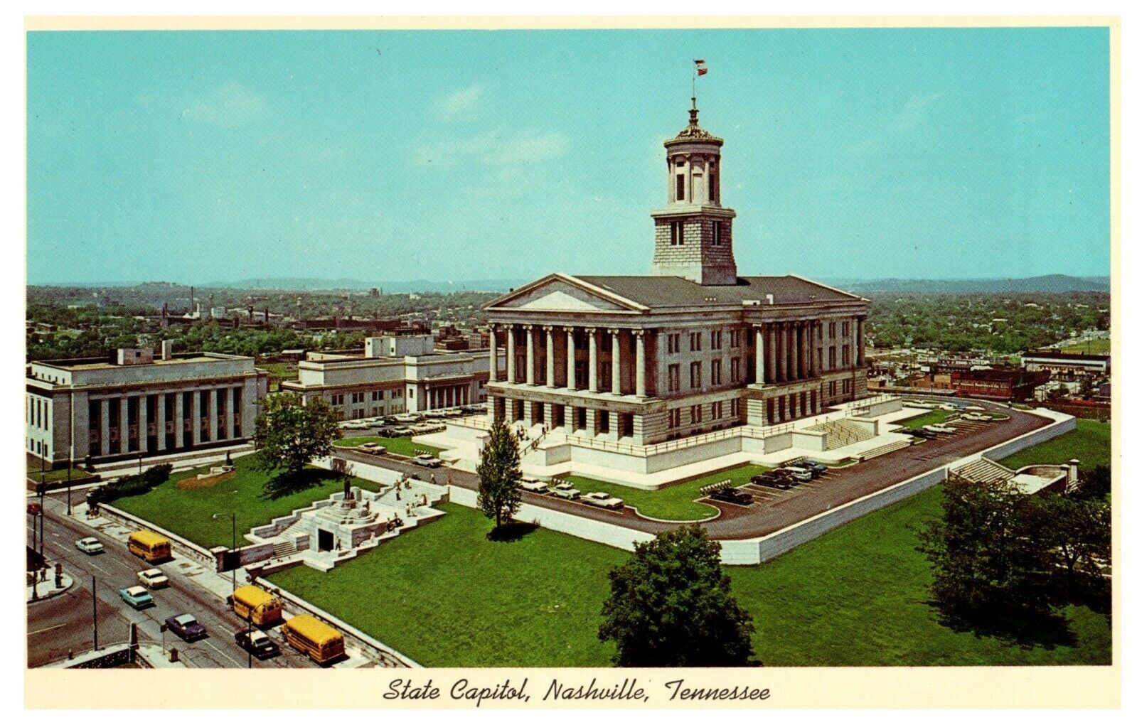 Nashville TN Tennessee, State Capitol Building Aerial View Postcard 