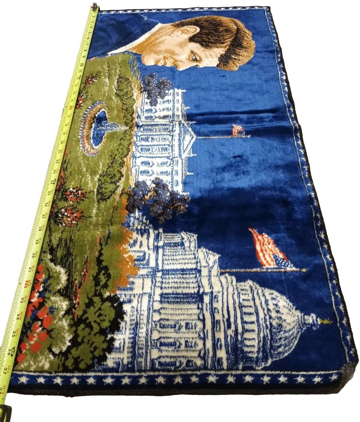Vintage 60\'s John F Kennedy White House Rug Tapestry Wall Art President  38\