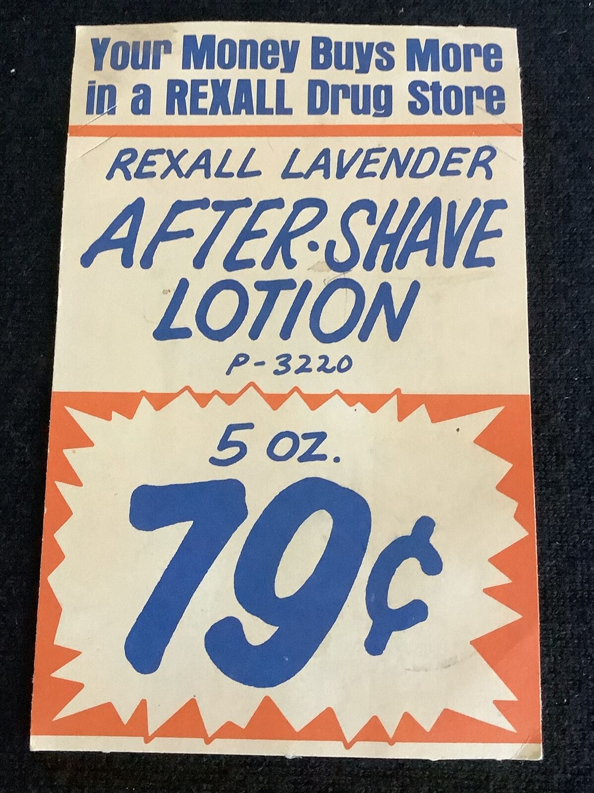 Vintage Rexall drugstore sign aftershave lotion Barber Lavender 