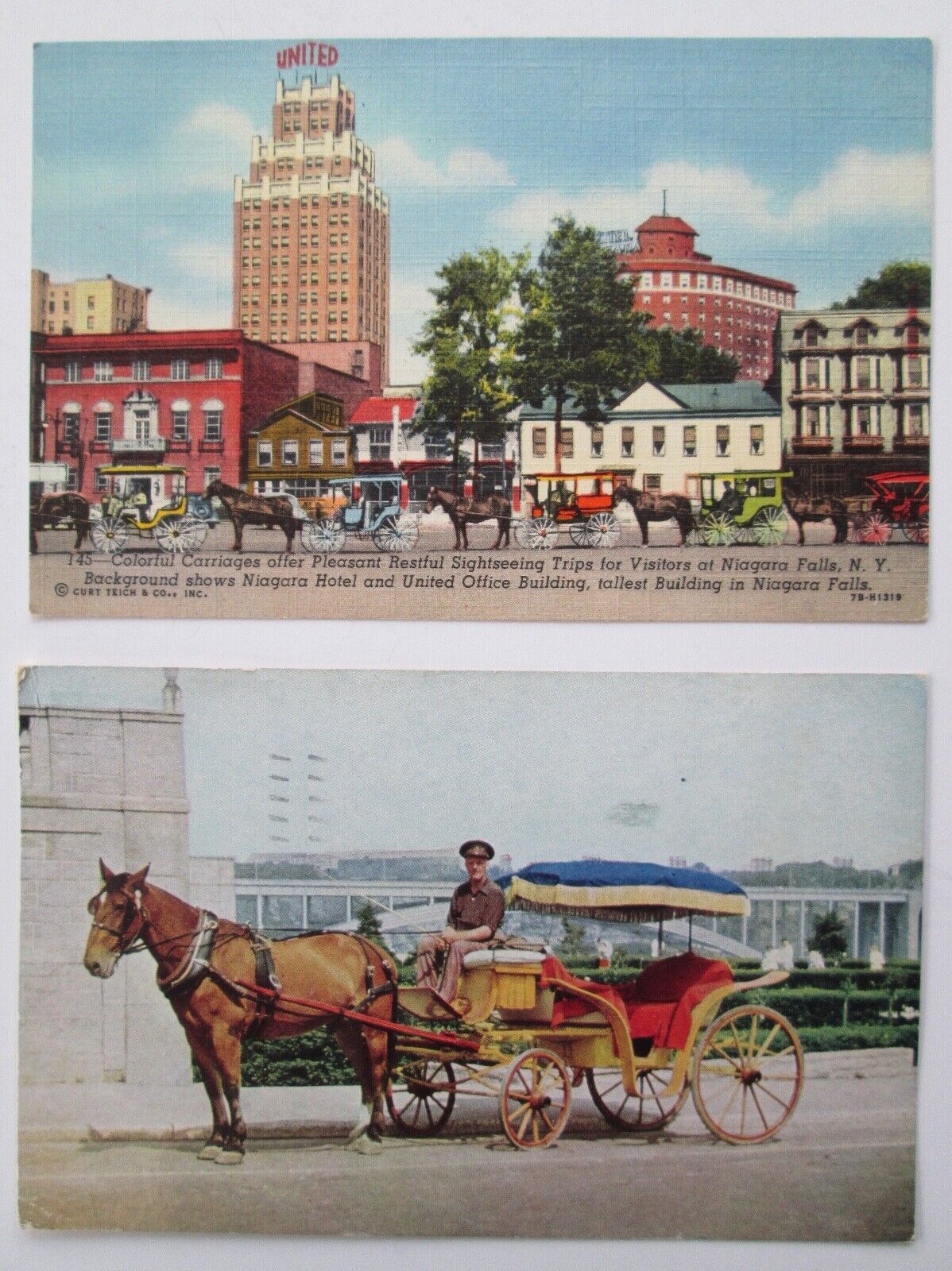 Vintage NIAGARA FALLS Sightseeing Carriages POSTCARDS/ Lot of 2