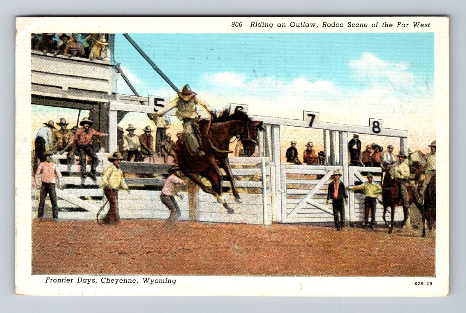 Cheyenne WY-Wyoming, Frontier Days, Rodeo Scene, Antique Vintage Postcard