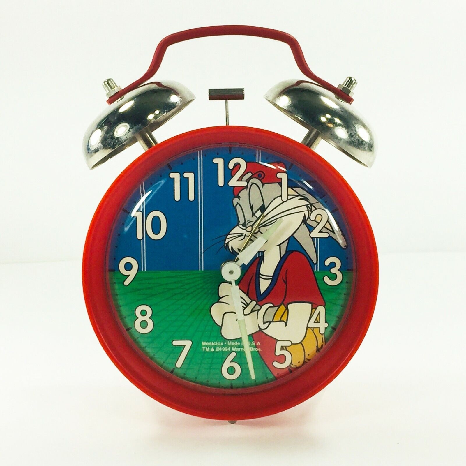 VTG 1994 Looney Tunes Bugs Bunny Westclox Alarm Clock Twin Bell Baseball AS IS