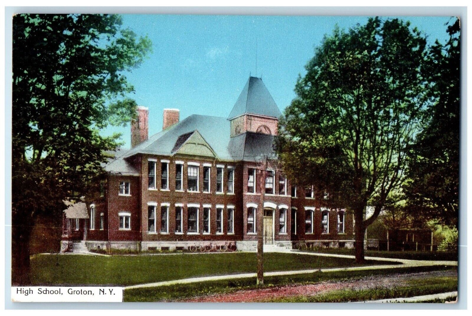c1910's High School Building Campus Groton New York NY Unposted Antique Postcard