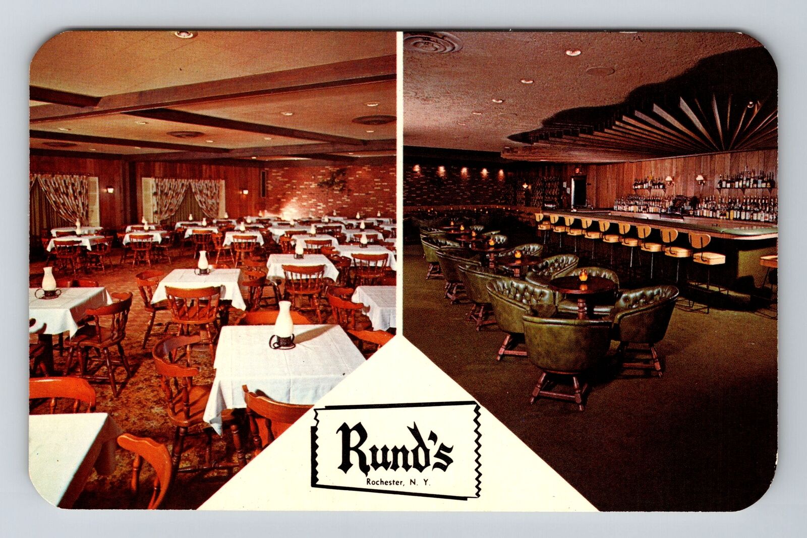 Rochester NY-New York, Rund\'s Restaurant & Lounge Advertising Vintage Postcard