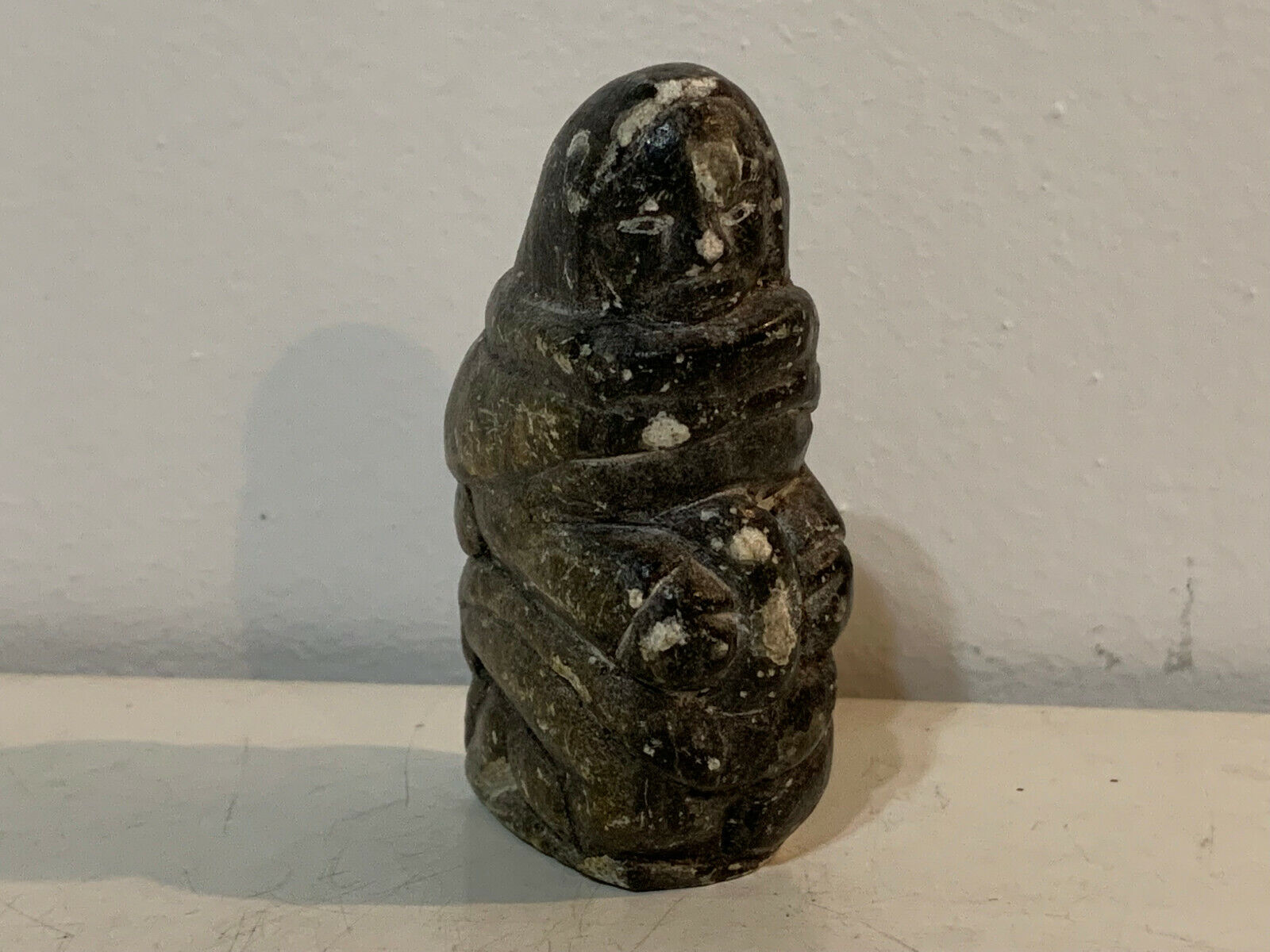 Vintage Possibly Antique Inuit Signed Stone Carving of Man or Woman