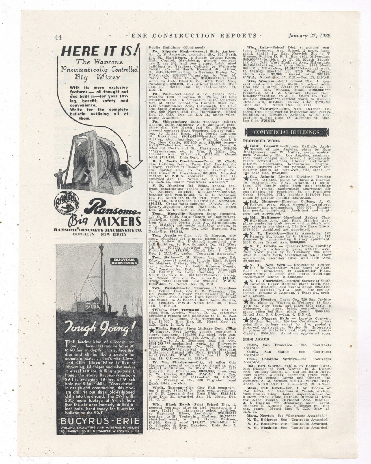 1938 Bucyrus Erie Ad: Cleveland Cliffs Tilden Mine - Ishpeming, Michigan -
