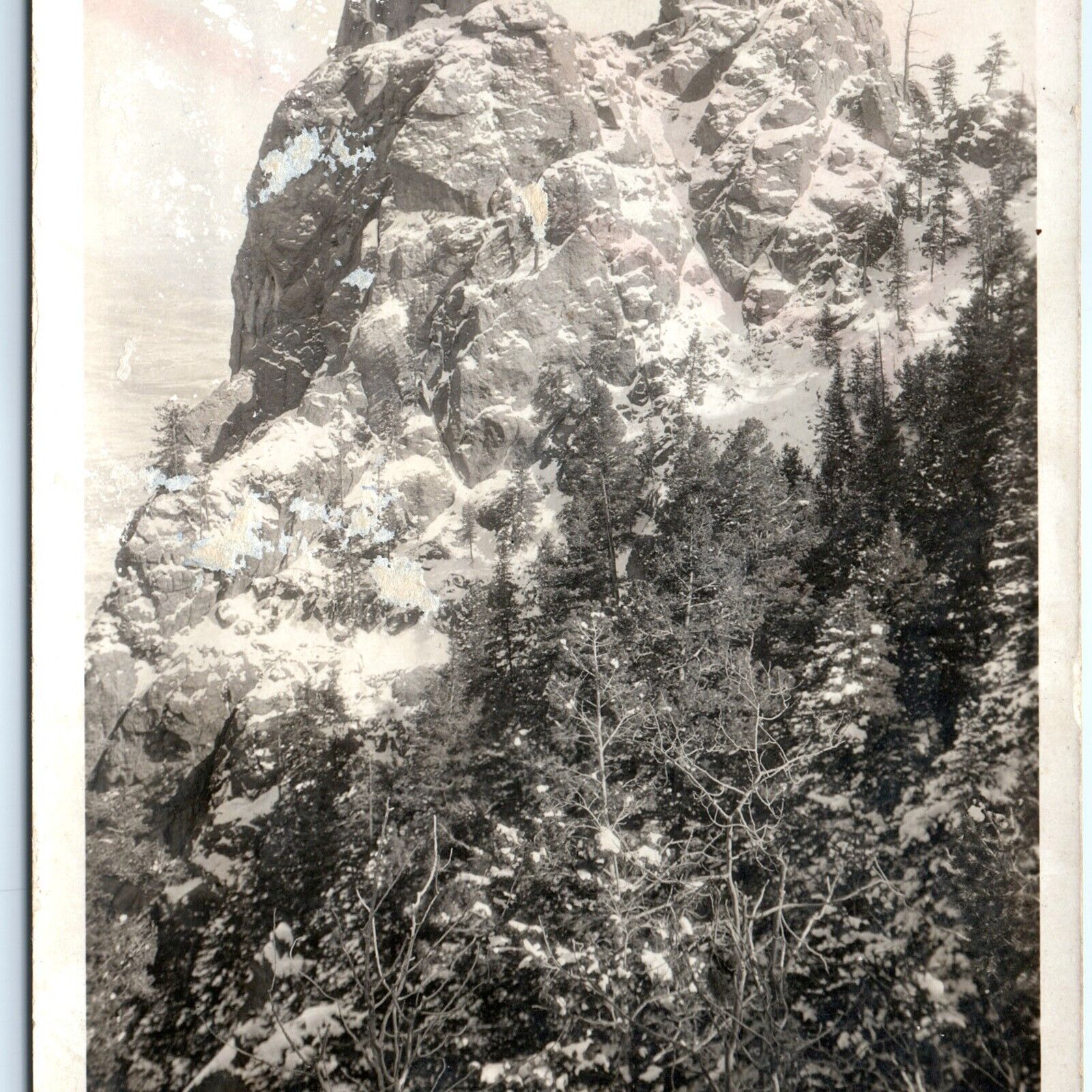 c1910s Cheyenne, MT RPPC Devils Horns Mountain Winter Real Photo Postcard A120