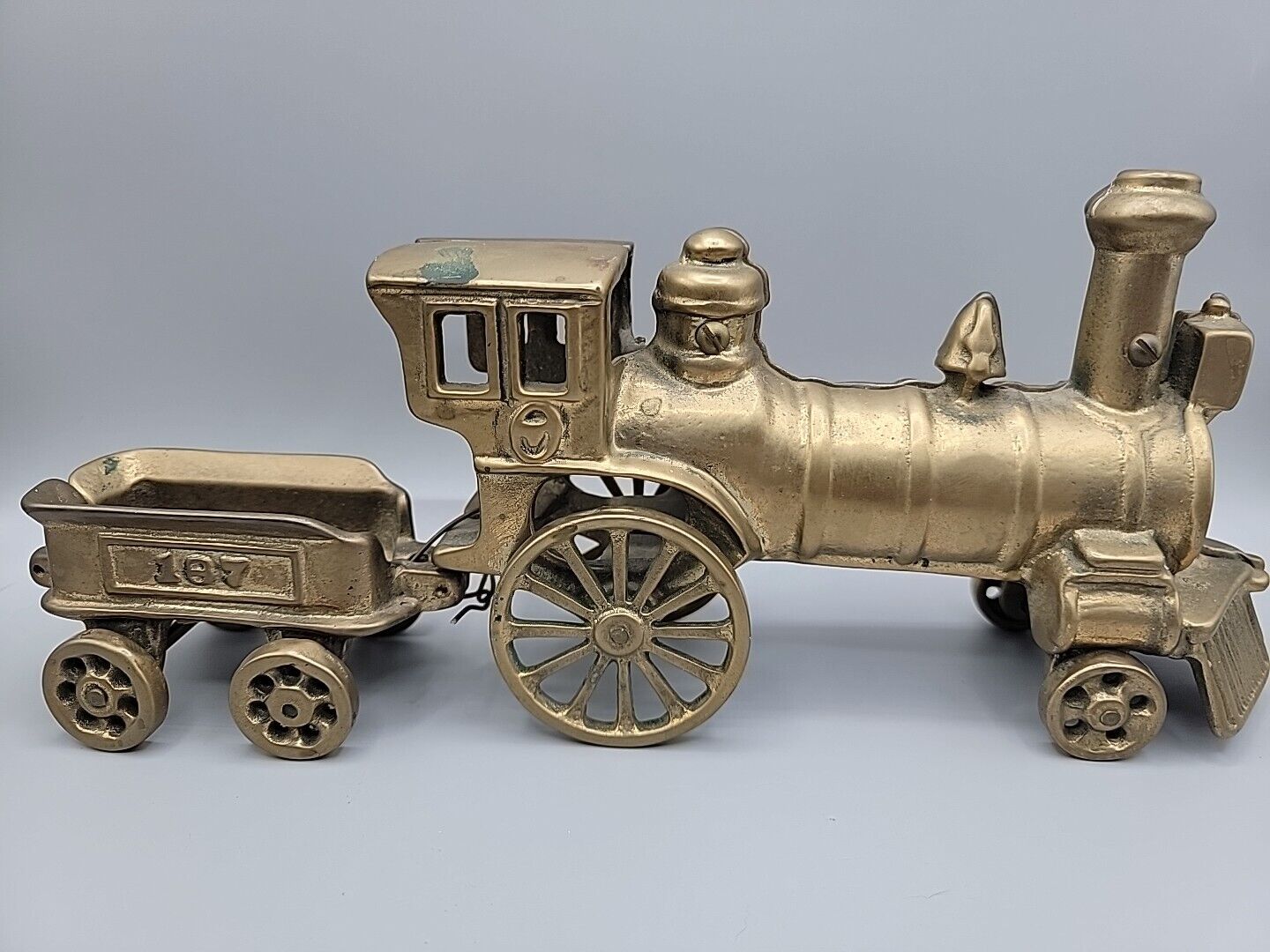 Brass Floor Toy Train 187 Golden Color Locomotive & Coal Car 11.5\