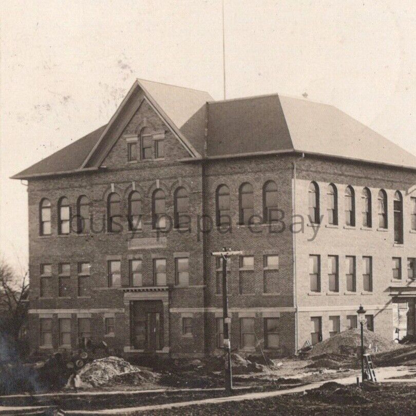 1909 RPPC High School Methodist Episcopal Church Williamsburg Iowa Postcard
