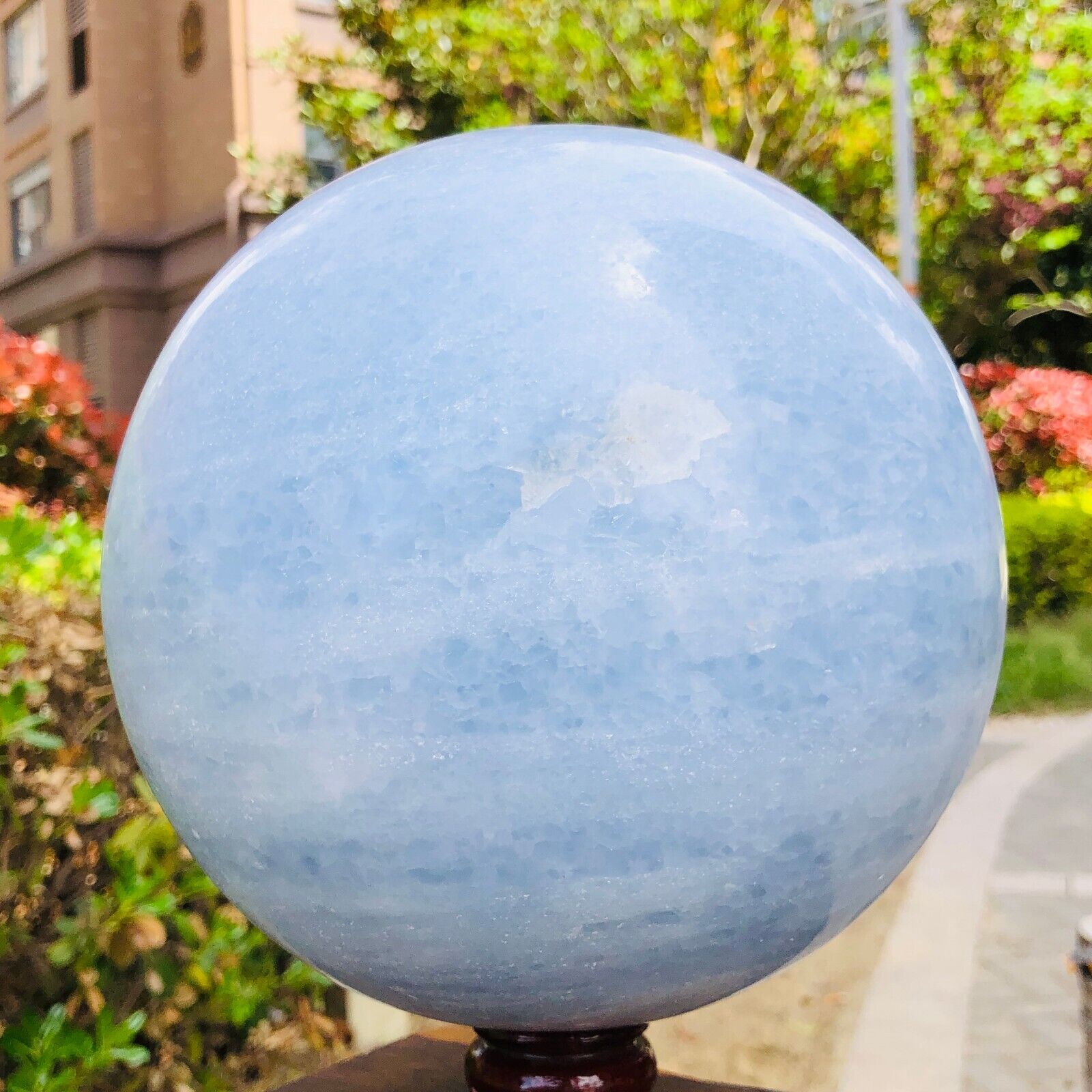 21.78LB Natural Beautiful Blue Crystal Sphere Quartz Crystal Ball Healing 1182
