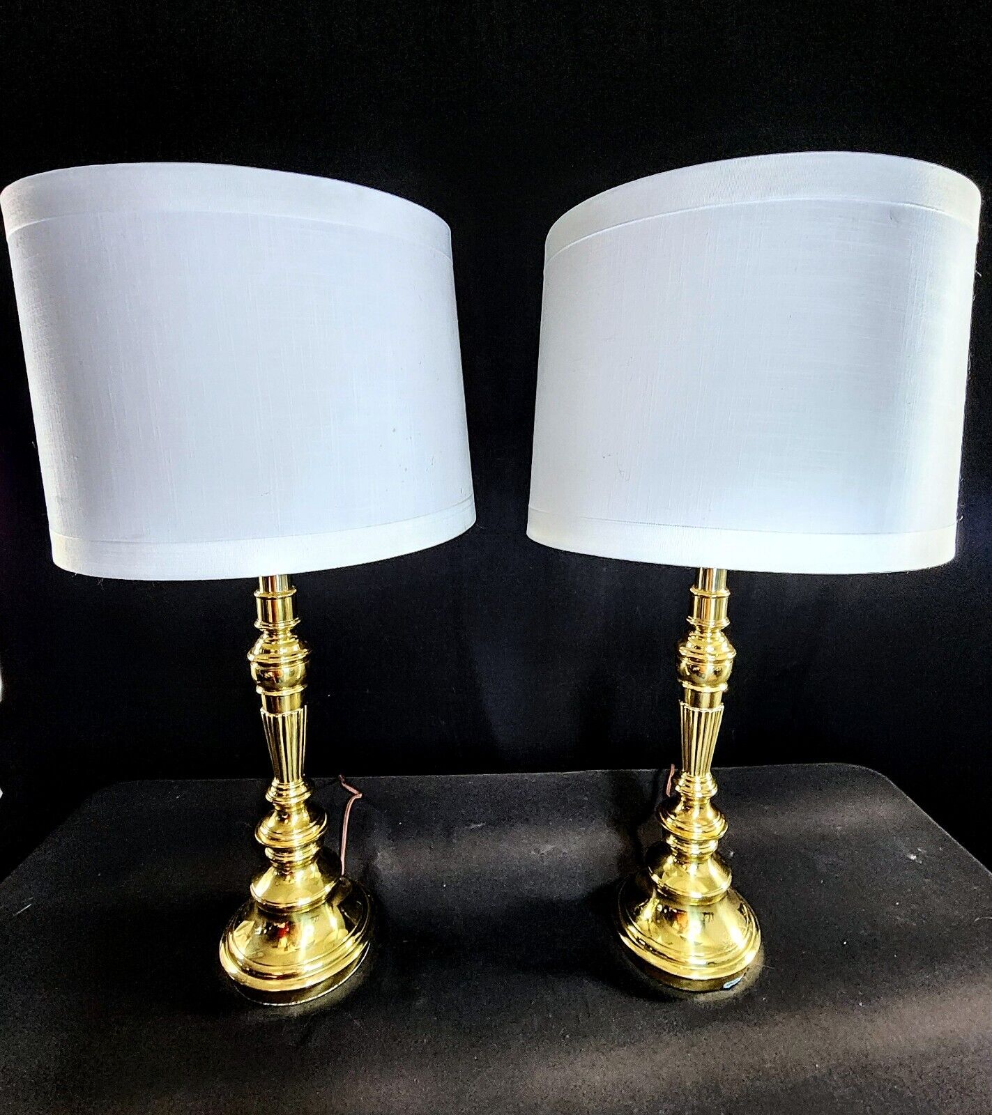 Stiffel Pair of Fine Brass Lamps - Decorative Design - 6.357 Lbs Each-BRAND NEW