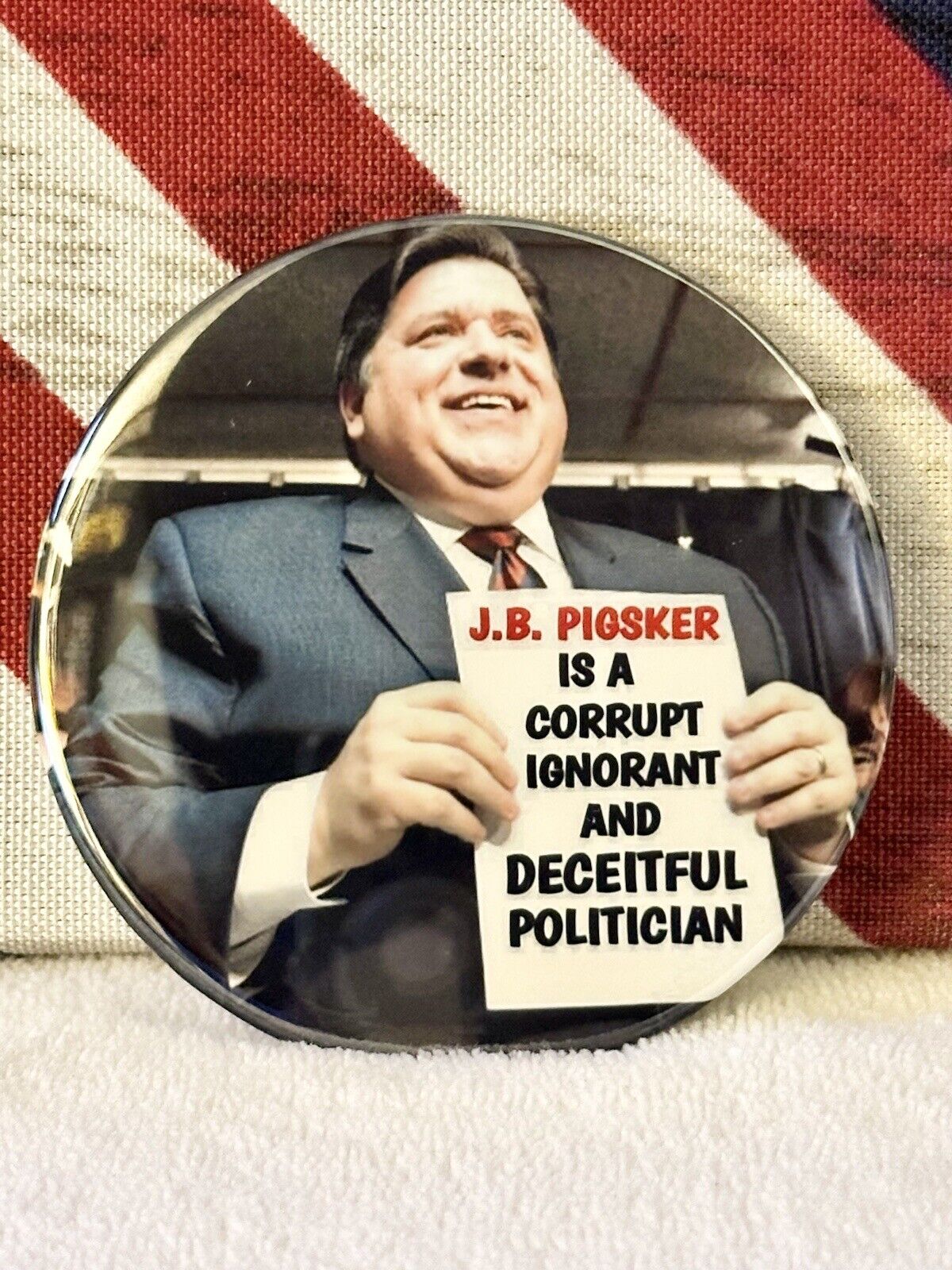 Anti J.B. Pritzker Illinois Governor Political Pin-Back Button - 3\
