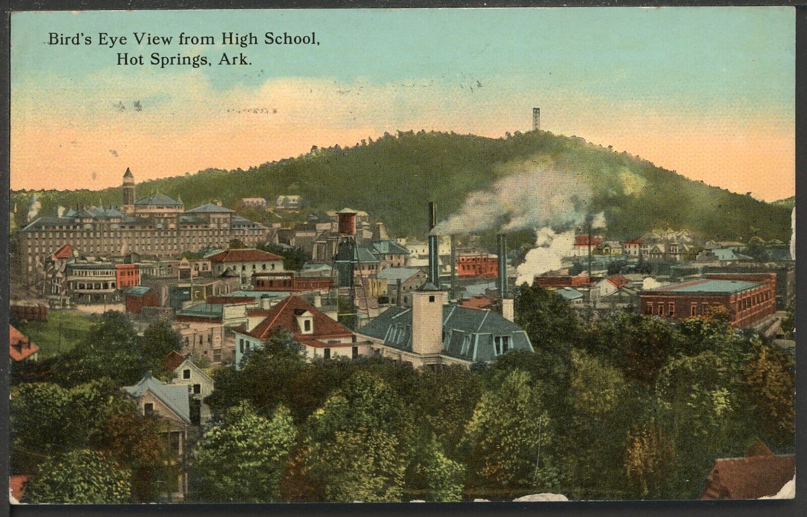1915 Hot Springs Arkansas Bird\'s Eye View Historic Vintage Postcard M1529a