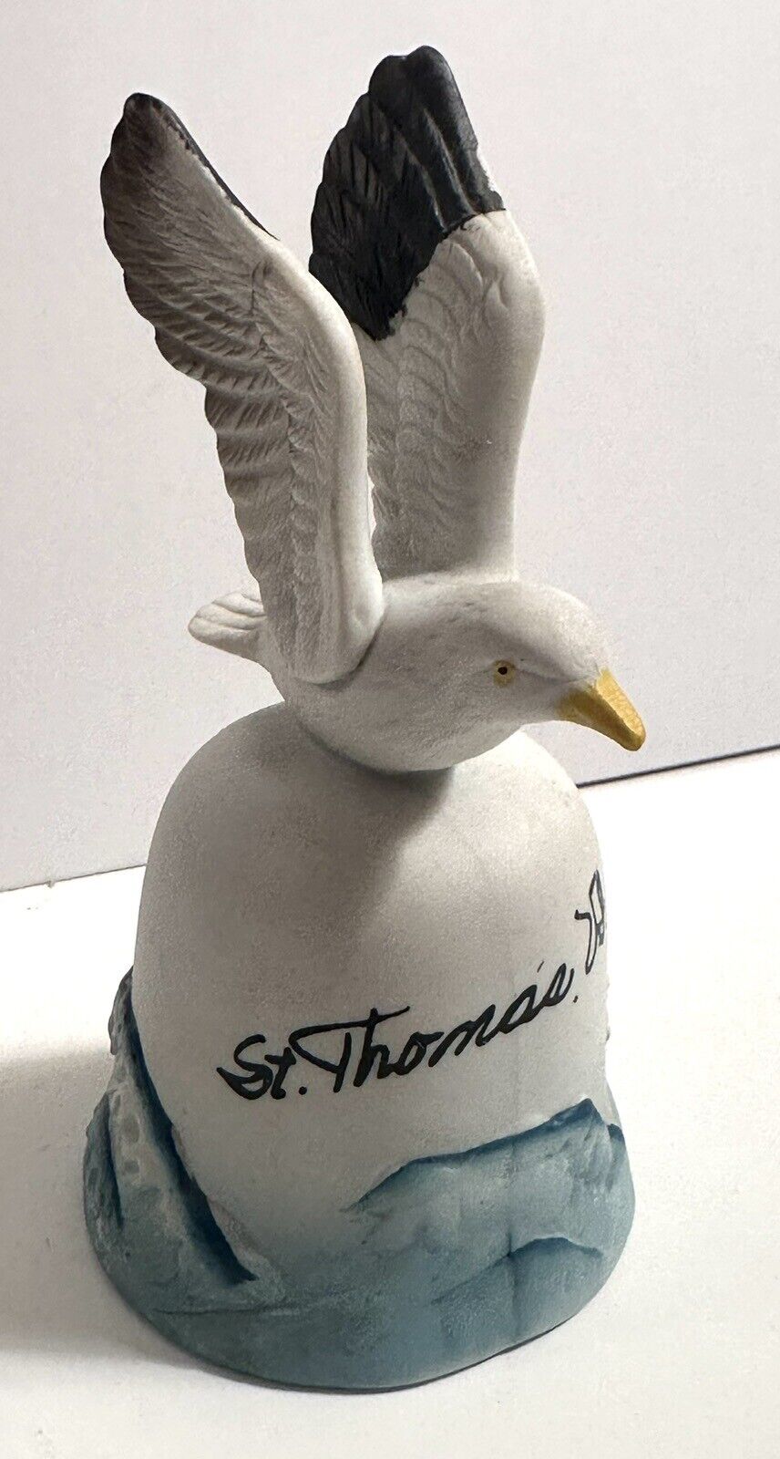 Vintage Souvenir St Thomas US Virgin Islands Ceramic Bell Seagull Over The Ocean