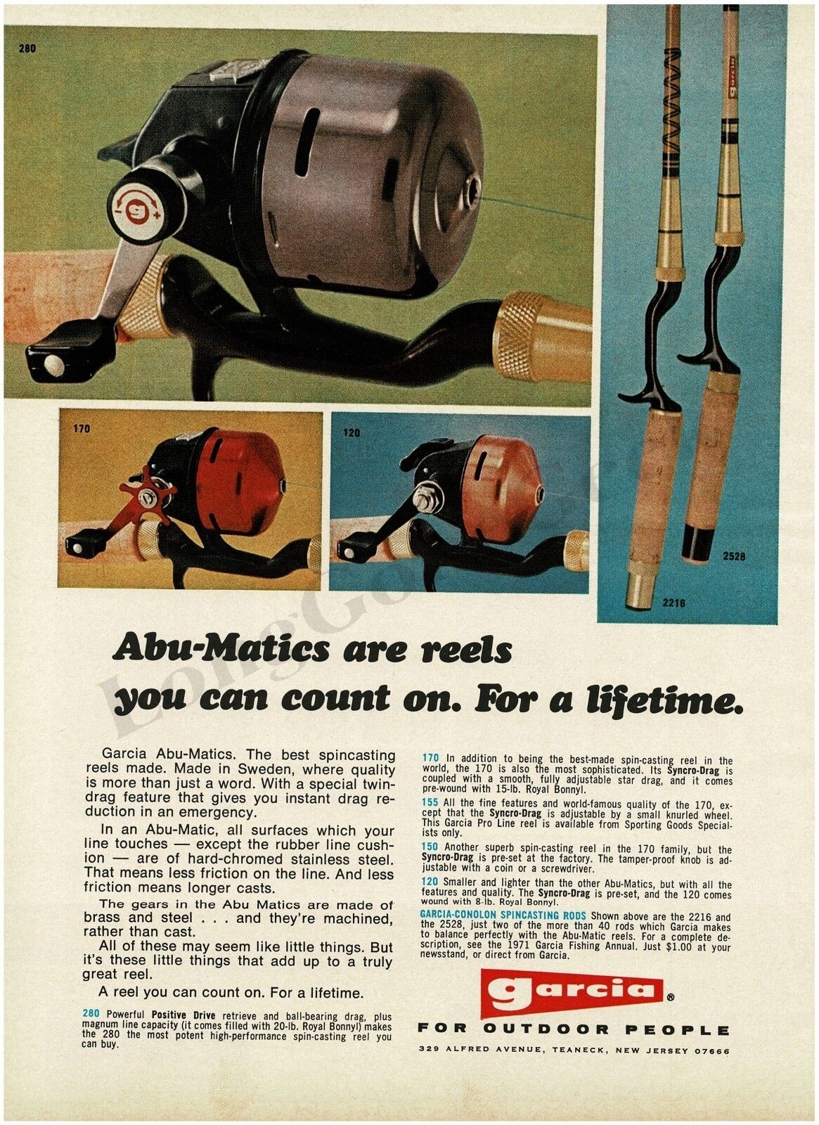 1971 Garcia ABU MATIC Spincaster Fishing Reel Vintage Ad 