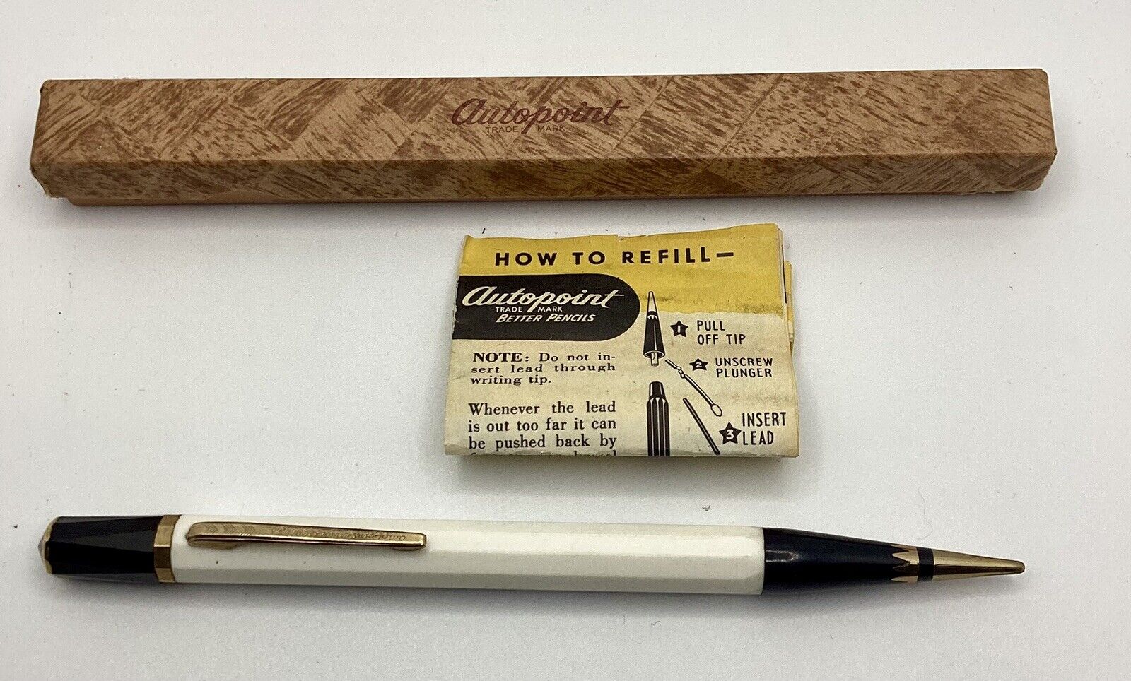 Vintage 1947 Autopoint Deluxe #52G Pencil “Caterpillar” Advert New Old Stock