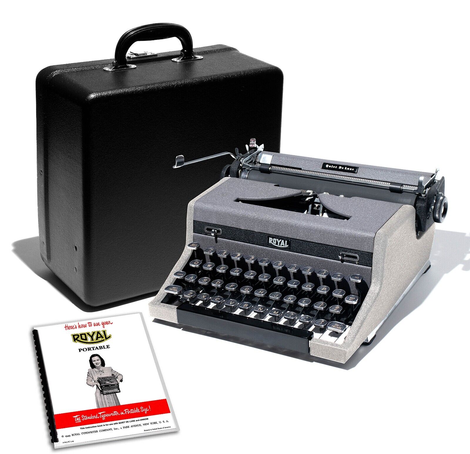 Gray 1948 Royal Quiet De Luxe Typewriter Vintage (Professionally Restored)