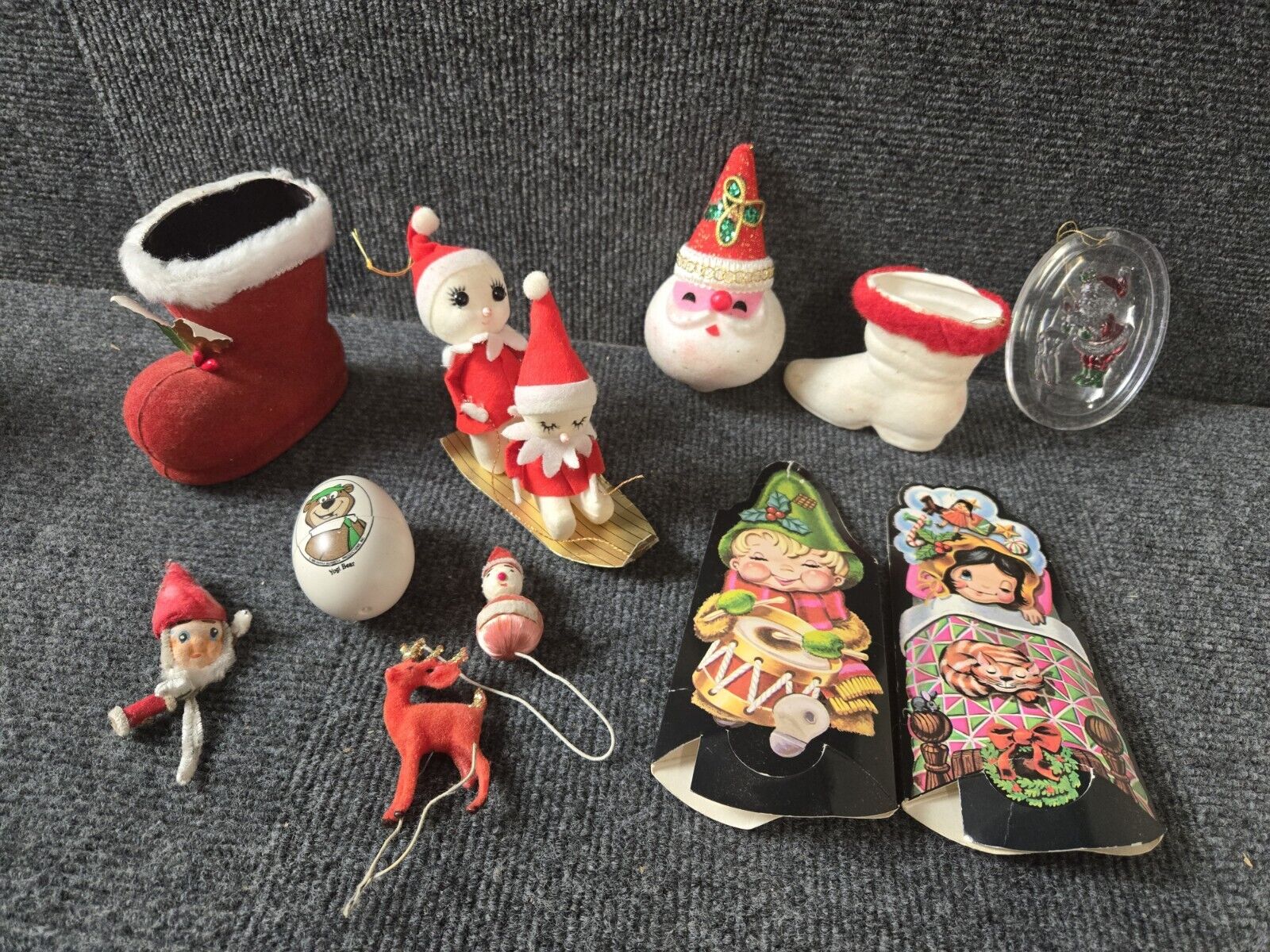 Lot of 11 Vintage Christmas Ornaments ~ Various, Plastic & Other ~ No Boxes