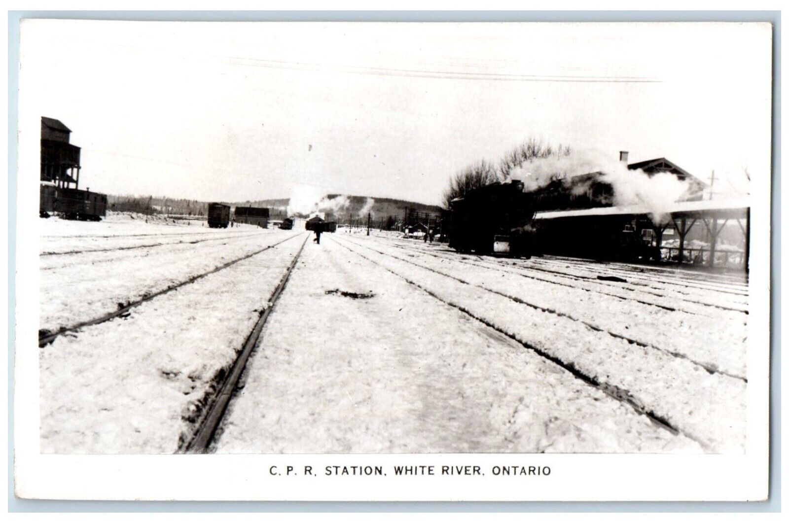 c1920's C.P.R. Train Station Snow White River Ontario Canada RPPC Photo Postcard