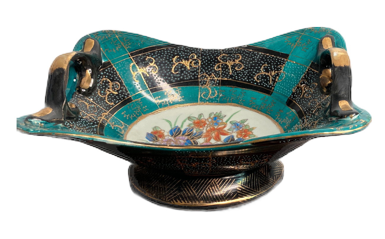 Gold and Green Oriental Tray-Extremely Elegant