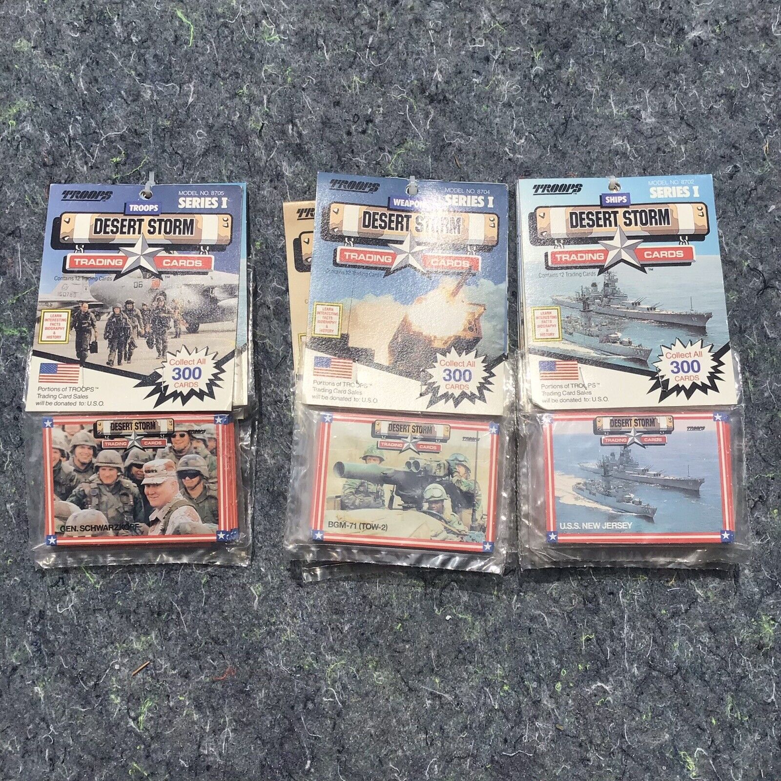 (Lot Of 3) Troops Desert Storm ‘91 Packs of 36 Trading Cards Model #’s 8701-8705