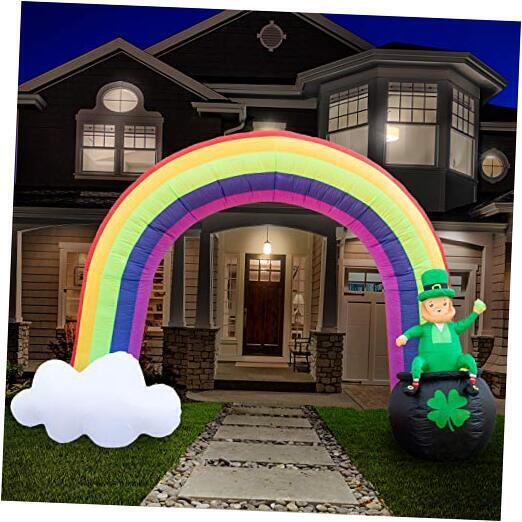  8ft St Patricks Day Inflatable Rainbow Pot of Gold - St Patty’s Rainbow 8 FT