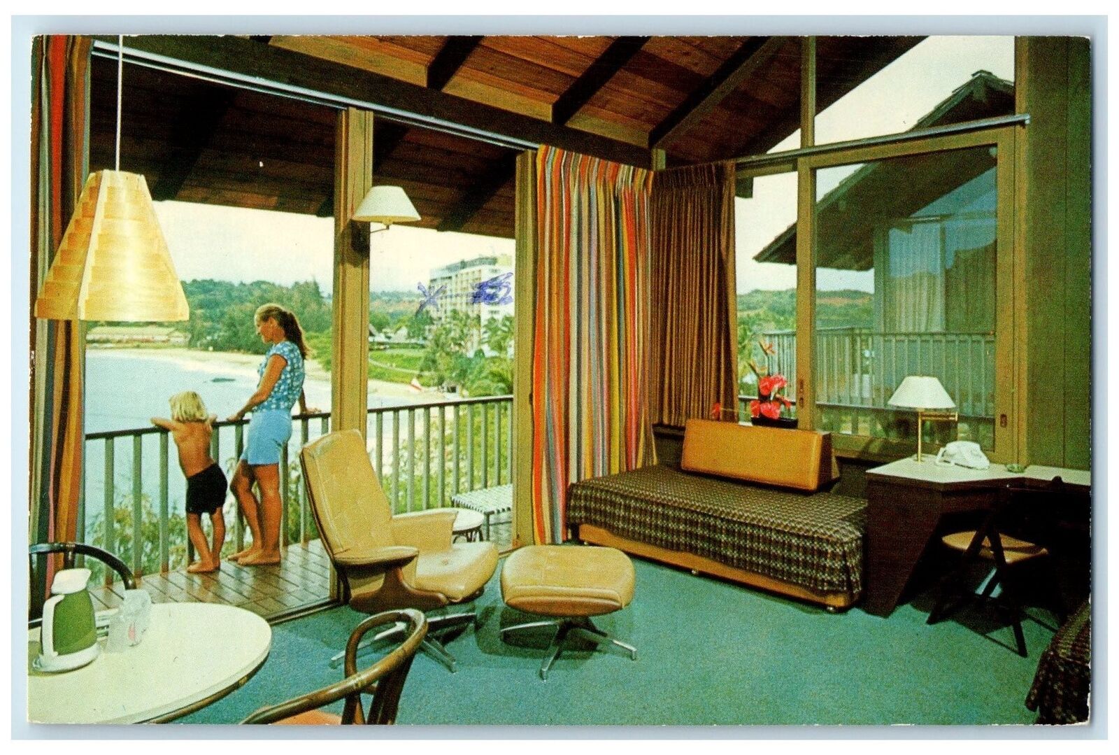 c1960s Kauai Surf Resort Guest Room View Kalapaki Beach Kauai Hawaii HI Postcard