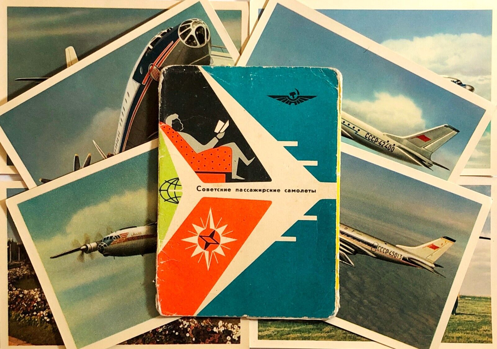 1960s Soviet Propaganda Advertising Aeroflot Aircraft Helicopter 8 pcs Postcards
