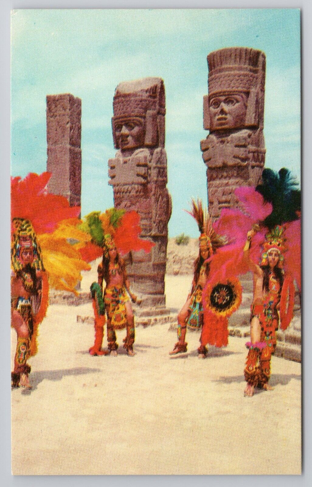 Postcard The Tula Ruins & Dancers Mexico De Allende Hidalgo MX