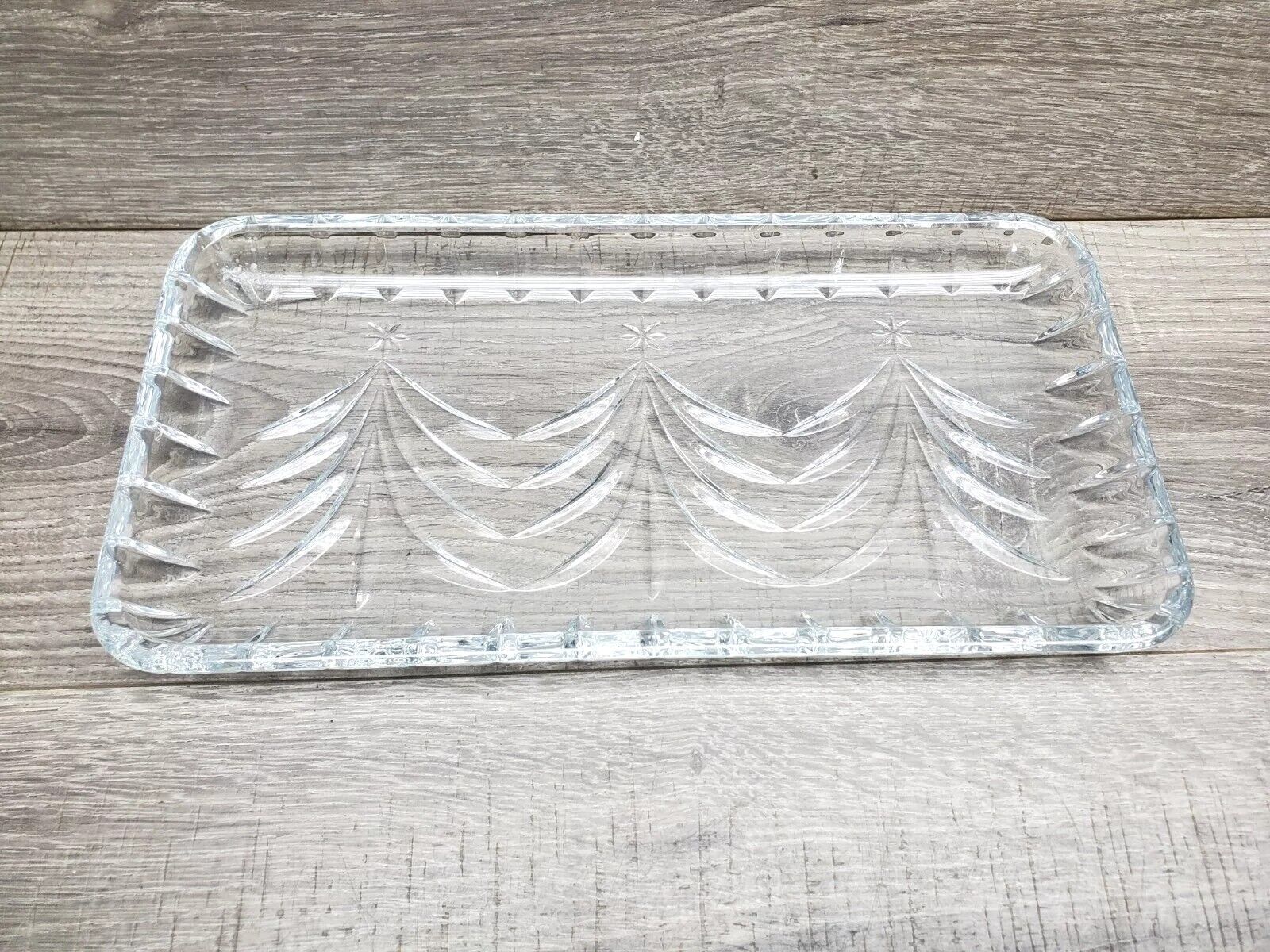 Marquis Waterford Crystal Christmas Tree Serving Tray Dish Vtg 1992 Rare NICE