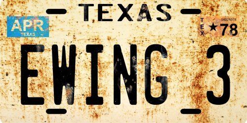 J.R. Ewing 3 Dallas TV Show 1978 Texas Nostalgic License plate