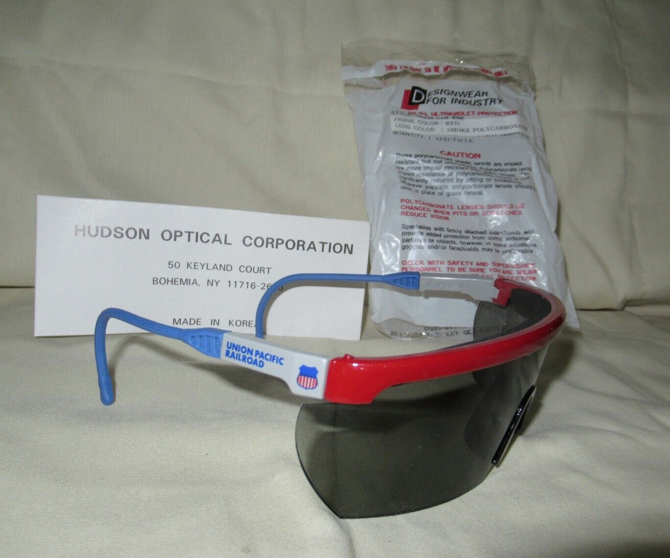 UNION PACIFIC RAILROAD SAFETY SUNGLASSES Z87 SMOKE LENS HUDSON OPTICAL NEW COND