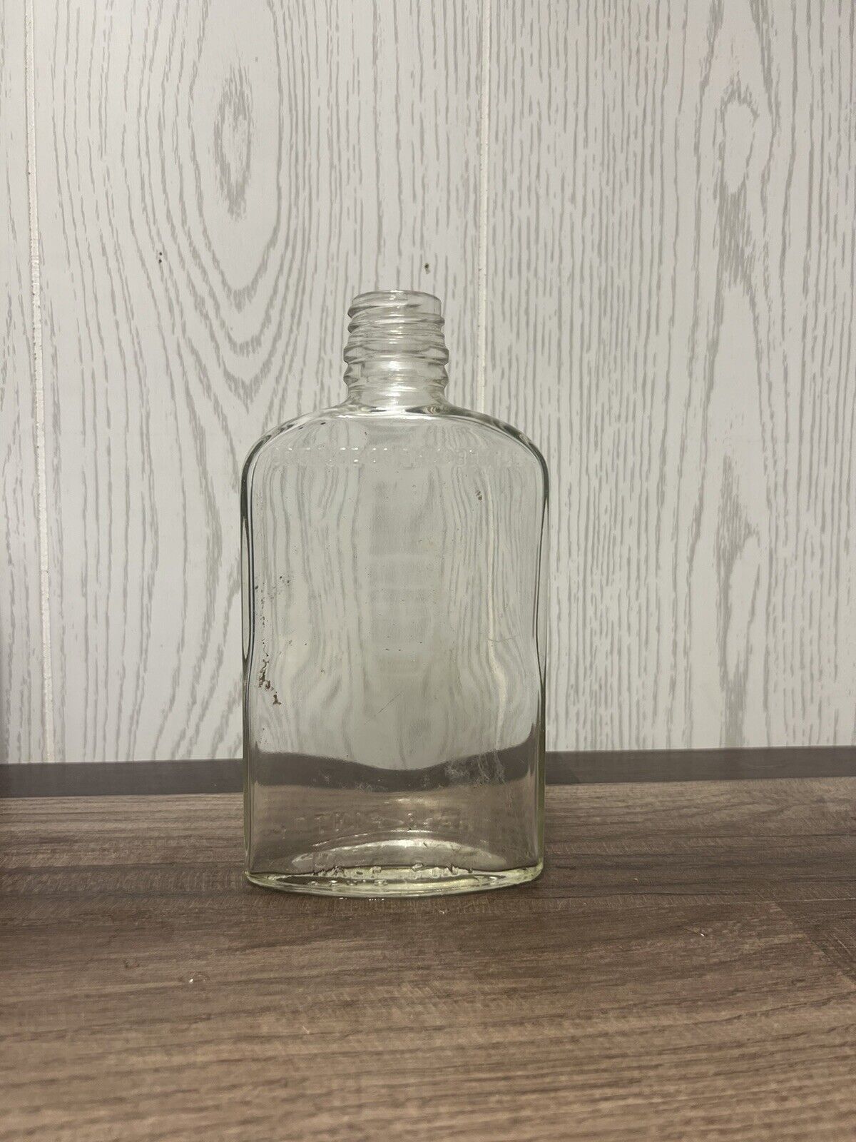 Vintage Clear Glass Half Pint Liquor Bottle 