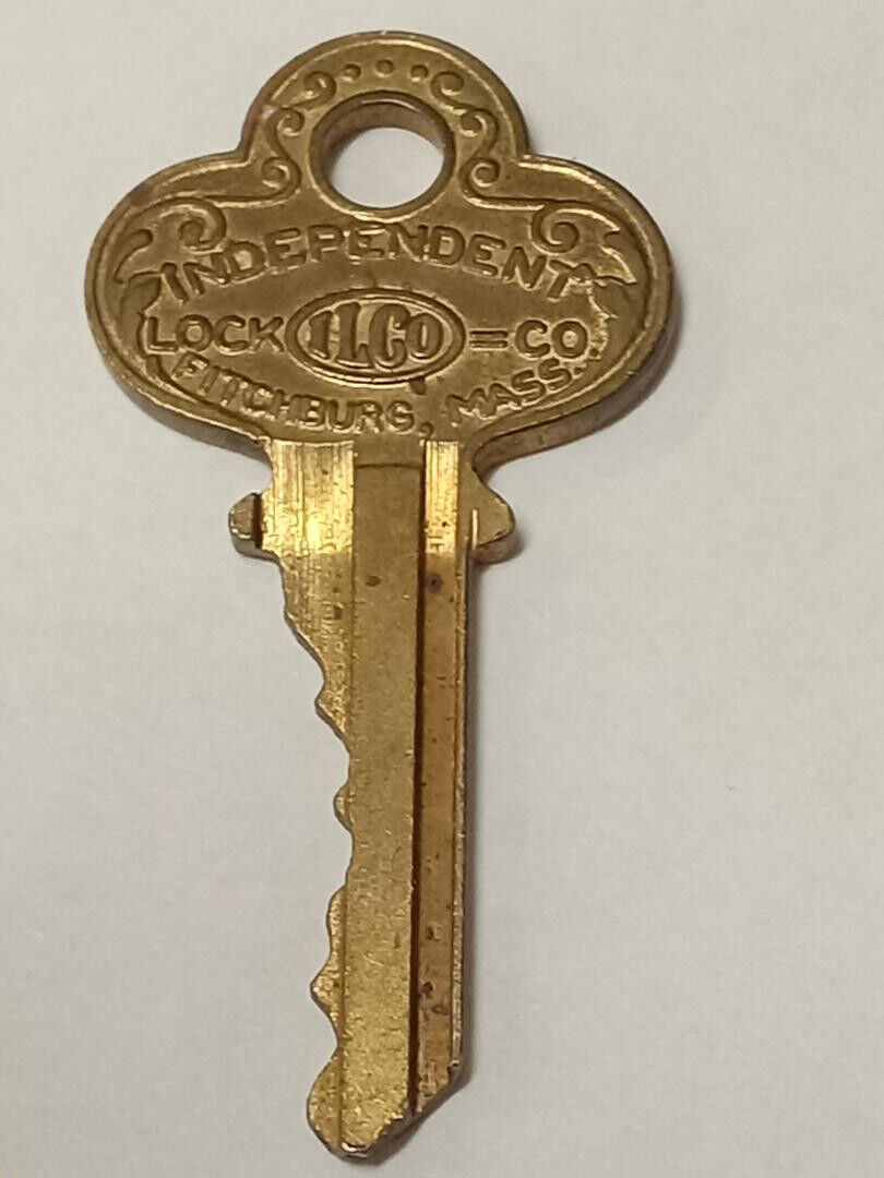 Antique Ornate Key: INDEPENDENT LOCK CO ( ILCO) ; #1001 BRASS Fitchburg Mass