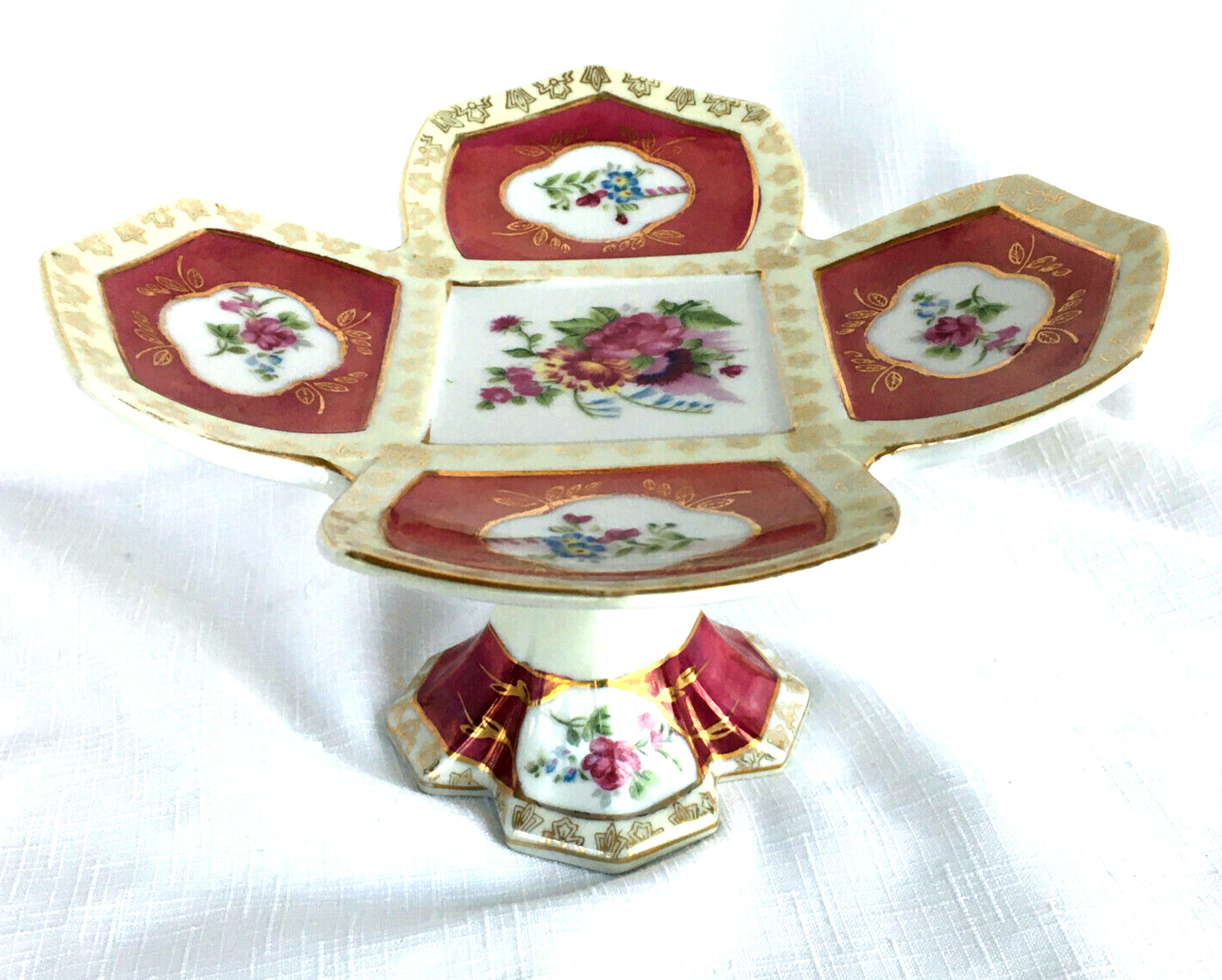 Antique Camille Naudot Porcelain Cookies Candy Footed Plate Dish Pre WW2 France