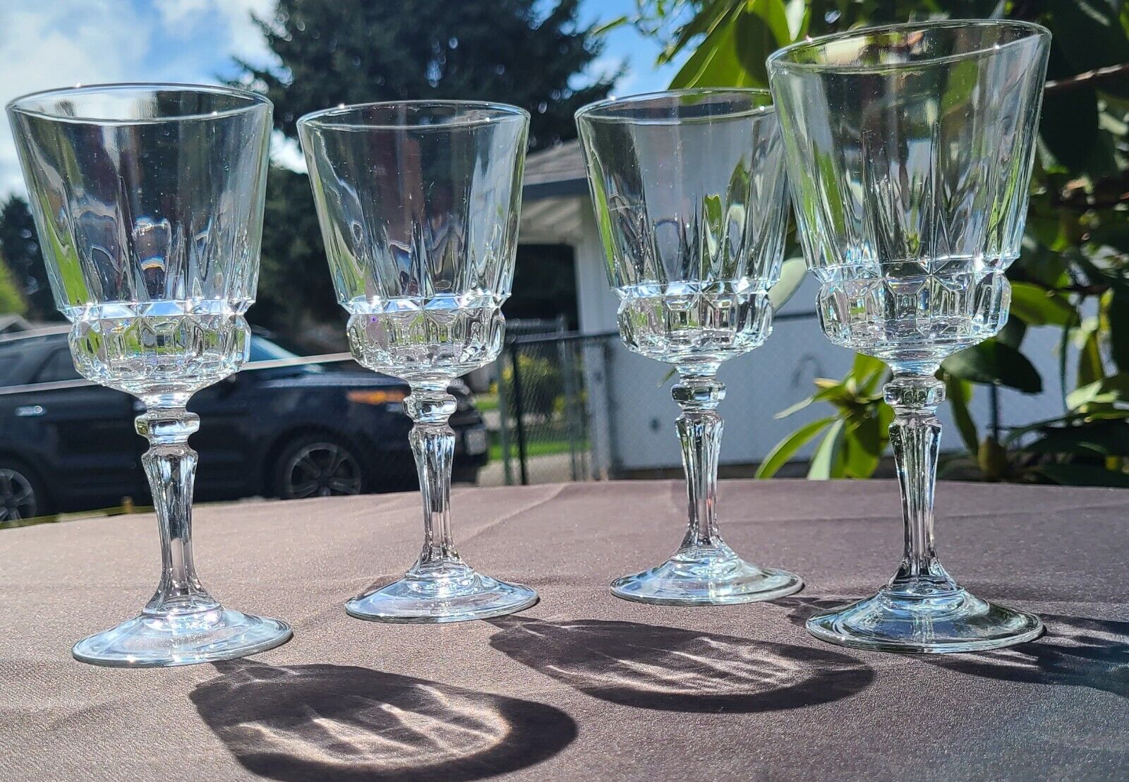 4 Vintage Cristal D\'Arques Durand Blown Glass Wine Glass Chantelle