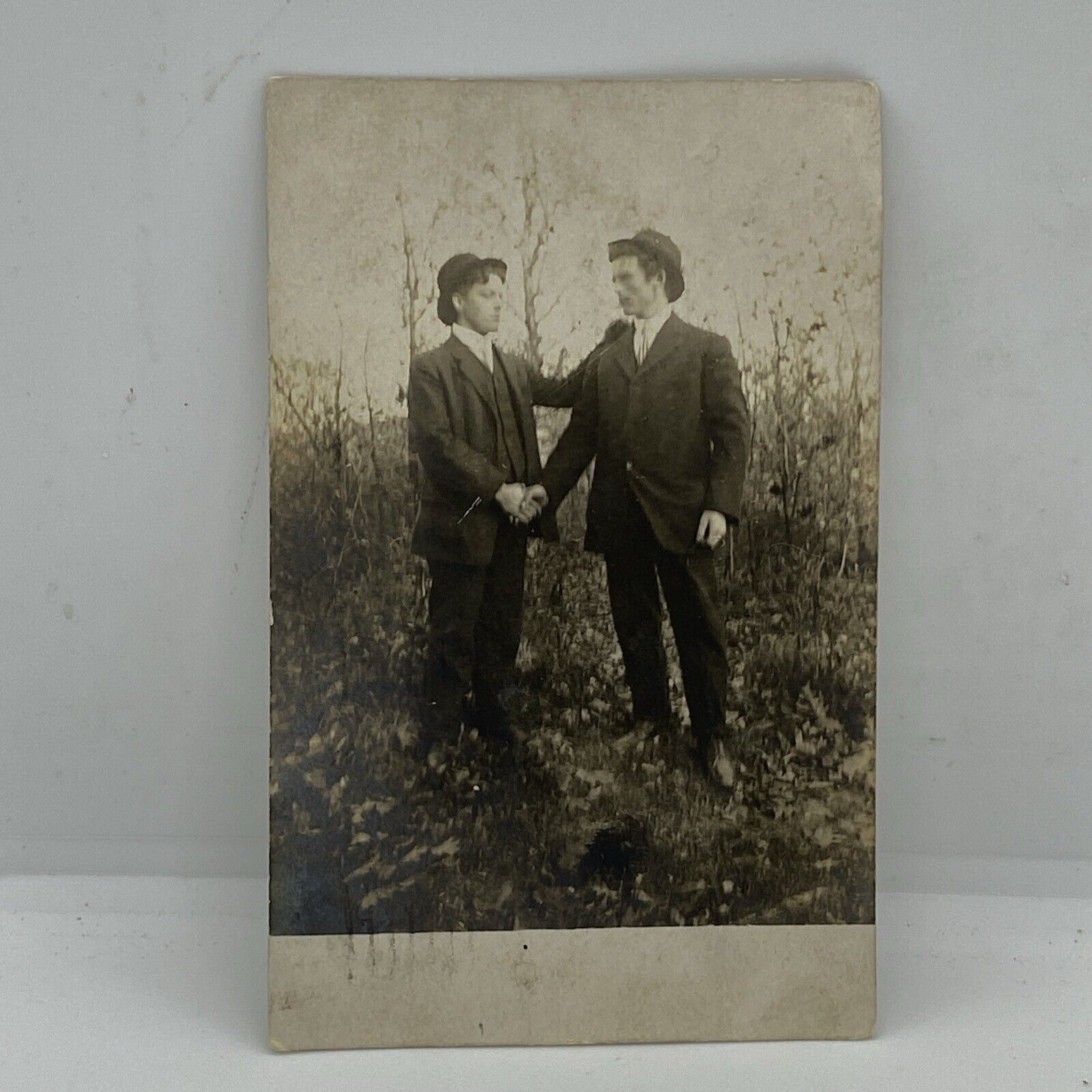 Rppc Vintage Postcard  2 Men