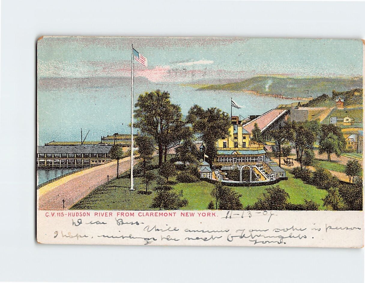 Postcard Hudson River from Claremont New York USA