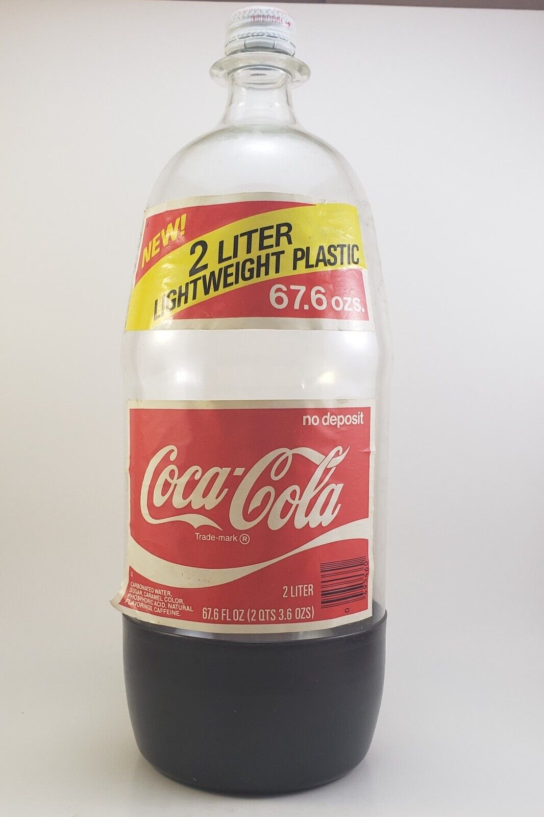 Rare Coca-Cola New 2 Liter Lightweight Plastic  67.6 ozs Plastic Bottle  1980s