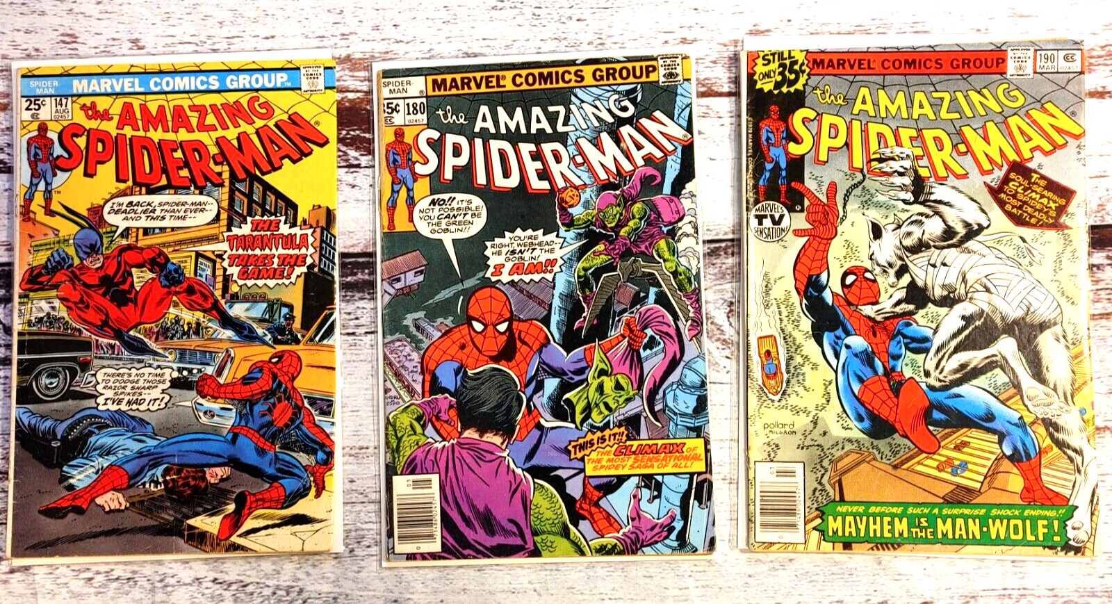 Amazing Spider-man Lot of 3 Comics. #\'s 147,180,190. 1975-1979. Two Newsstands.