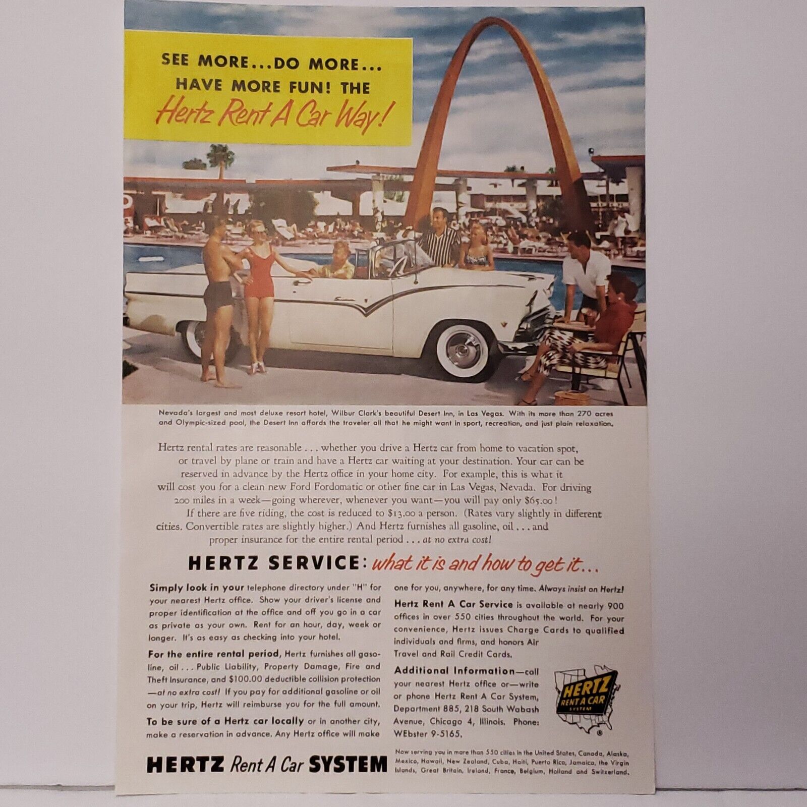 1955 Hertz Rent A Car Print Ad